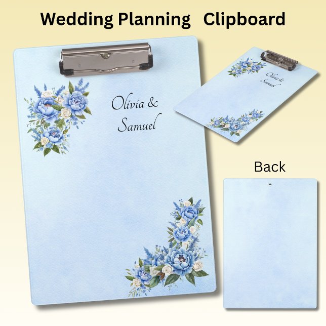 Pranchetas Adicionar Nomes Etc Blue Peony no Casamento Azul (Criador carregado)