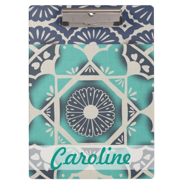 Pranchetas Adicionar Seu Nome| Azulejo II Azul (Frente)