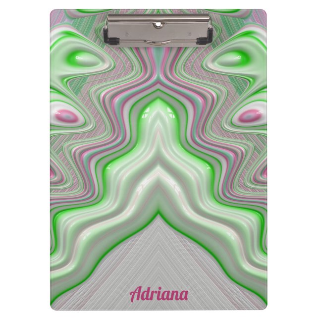 Pranchetas ADRIANA ~ PASTEL 3D! Cor-de-rosa, verde e branco (Frente)
