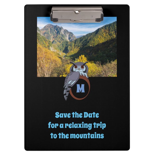 Pranchetas Afinamento de coruja rabugenta em monograma foto d (Frente)