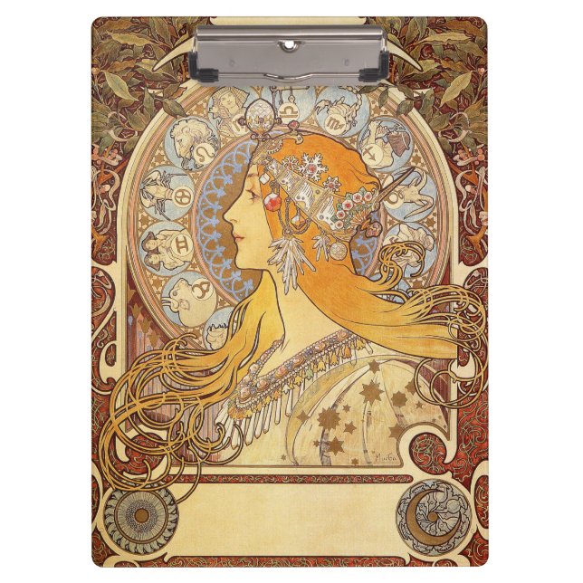 Pranchetas Alfonse Mucha Zodiac Art Nouveau Mulher (Frente)