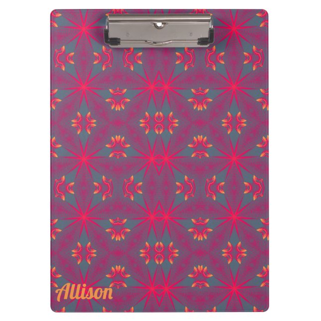 Pranchetas ALLISÃO - Rosa, Roxo, Amarelo e design Cinza (Frente)