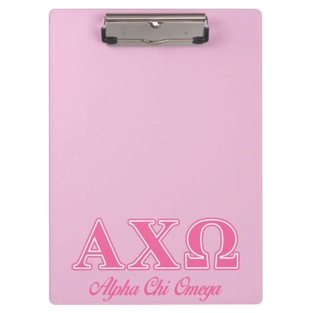 Pranchetas Alphi Chi Omega Letras Rosa (Frente)
