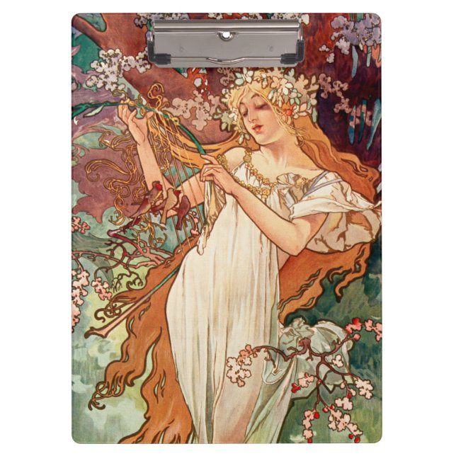 Pranchetas Alphonse Mucha, As Estações (1896) Primavera (Frente)