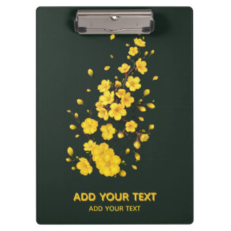 Pranchetas Amarelo Personalizado Flor de Ameixa Minimalista