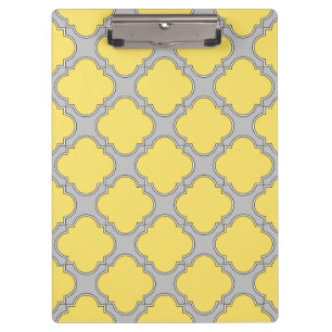 Pranchetas Amarelo quatrefoil e cinza