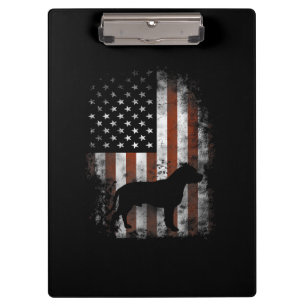 Pranchetas American Pitbull Terrier T-Shirt American Flag Pat