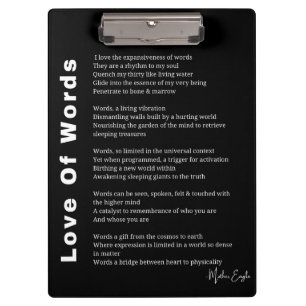 Pranchetas Amor às Palavras poema poesia wall art poster blac