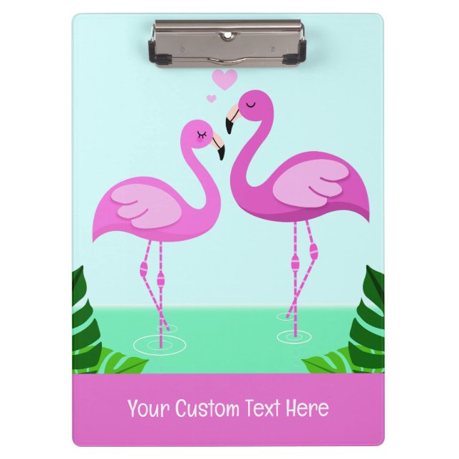 Pranchetas Amor com Flamingo de Texto Personalizado (Frente)