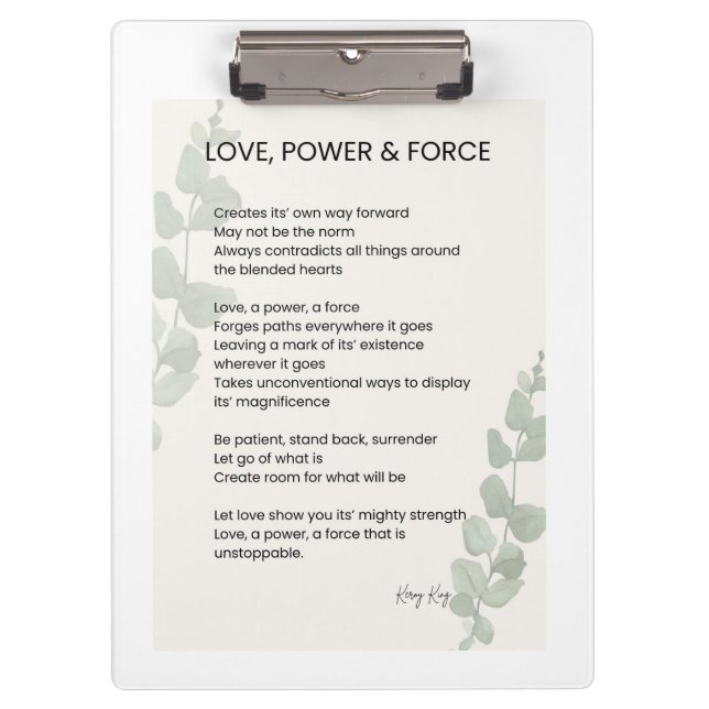 Pranchetas Amor, Poder, Força Poesia (Frente)