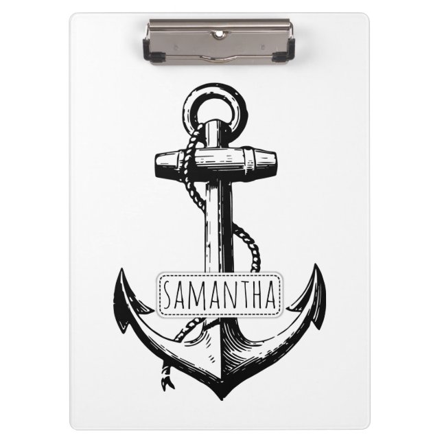 Pranchetas Âncora preta, branca de colheita e nome náutico (Frente)