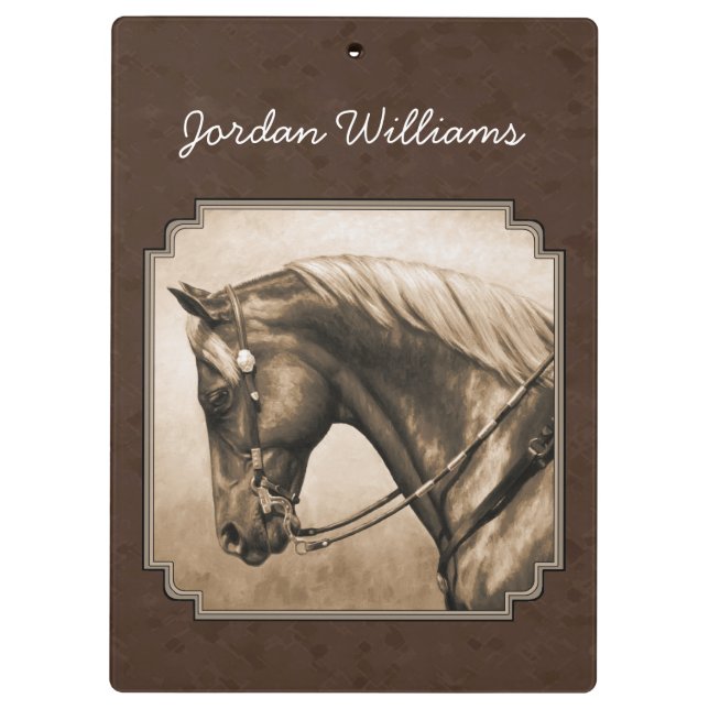 Pranchetas Antigo Quarto Oeste Horse Sepia Brown (Verso)