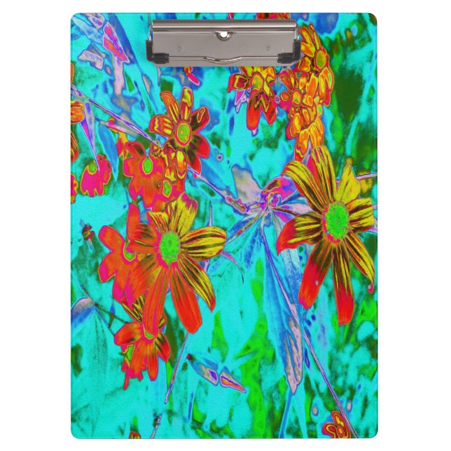 Pranchetas Aqua Tropical com Flores Amarelas e Laranja (Frente)