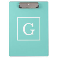 Aqua Turquoise White enquadrado em Monograma inici