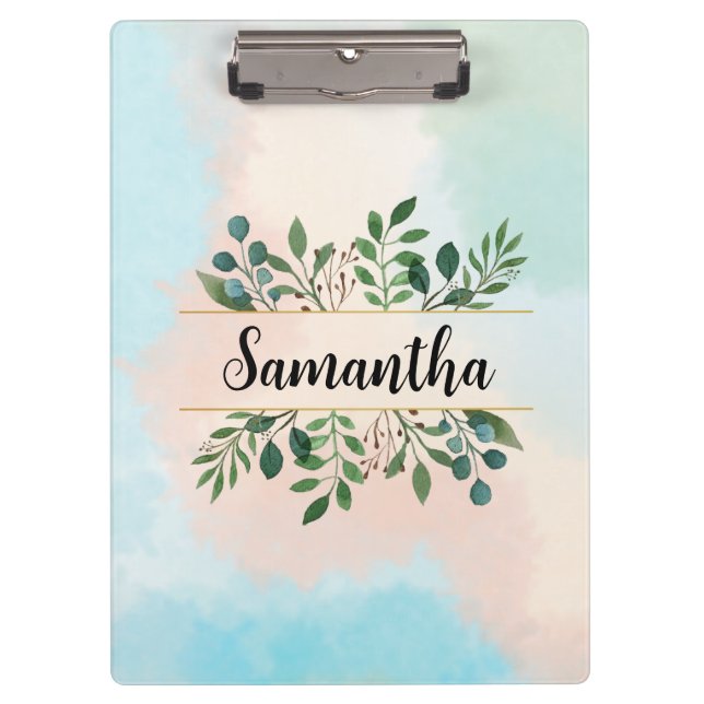 Pranchetas Aquarela Botânica Personalizada com Nome (Frente)