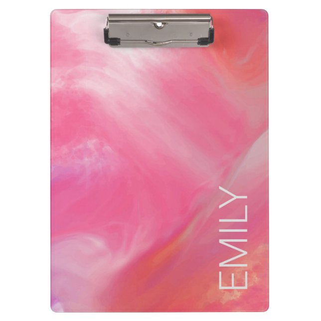 Pranchetas Aquarela Mármore Rosa Tendência Branco (Frente)