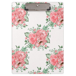 Pranchetas Aquarela Shabby Chic Rosas Cor-de-Rosa e Pontos