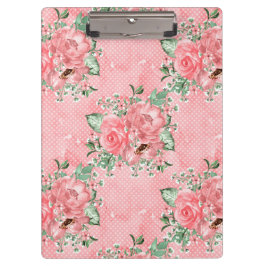 Pranchetas Aquarela Shabby Chic Rosas Cor-de-Rosa e Pontos