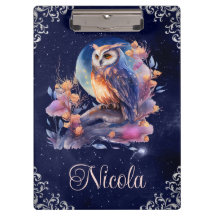 Aquarela Vintage Coruja Fantasia Celestial