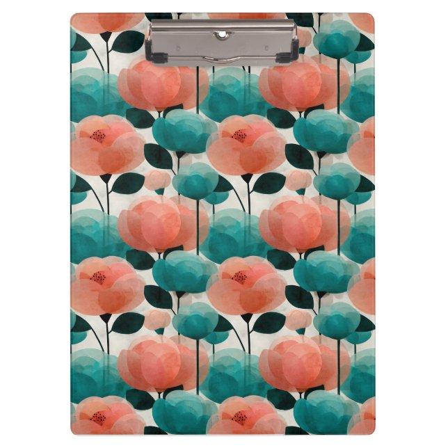 Pranchetas Aquarela Vintage Floral Rosa e Verde (Frente)