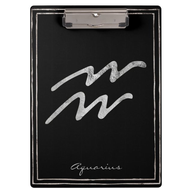Pranchetas Aquarius martelava prata estilizada símbolo astrol (Frente)