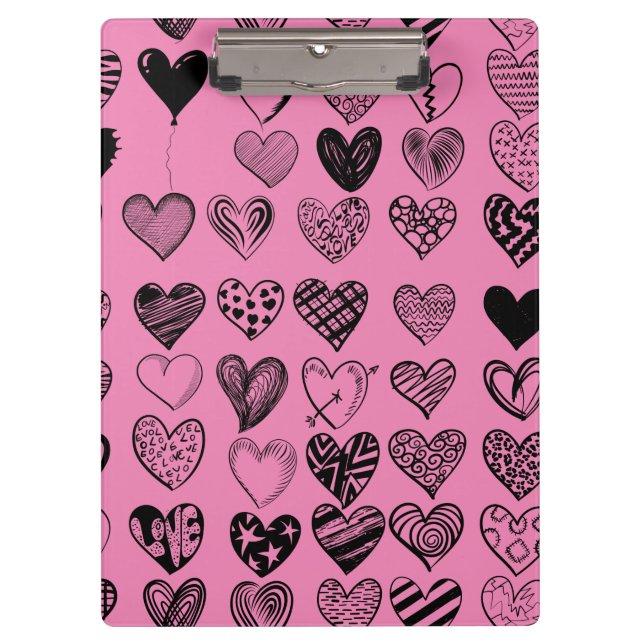 Pranchetas Área de Transferência de Desenho de Coração Preto  (Frente)