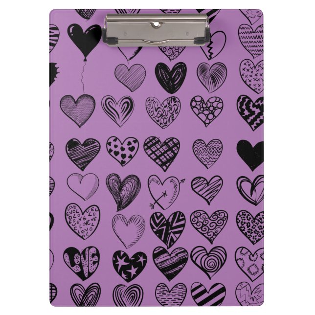 Pranchetas Área de Transferência de Desenho de Coração Preto  (Frente)