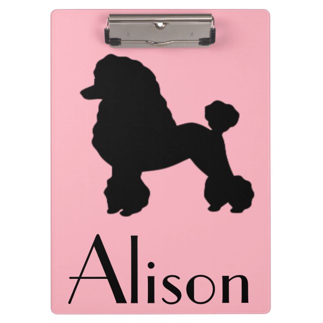 Pranchetas Área de transferência de poodle rosa personalizáve (Frente)