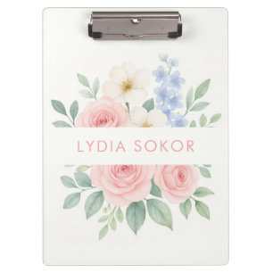 Pranchetas Área de Transferência Floral Personalizada com Nom