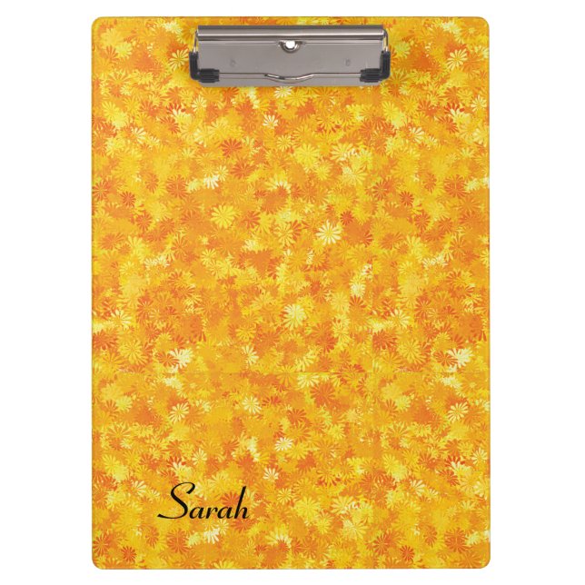 Pranchetas Área de transferência personalizada floral laranja (Frente)