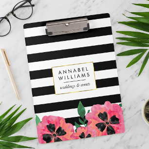 Pranchetas Área de Transferência Personalizada Floral Preta e