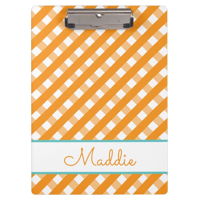 Pranchetas Área de Transferência Personalizada Gingham Cute (Frente)