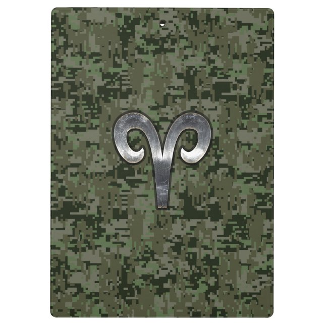 Pranchetas Aries Sinal Zodiac na Camo Digital Style Woodland (Verso)