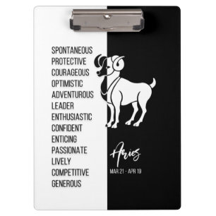 Pranchetas Aries Zodiac - Sinal preto e branco