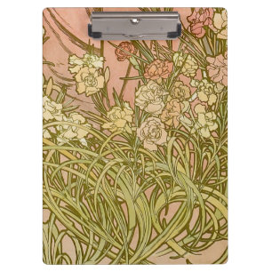 Pranchetas Art Nouveau Alfonse Mucha Flores de cravo florais