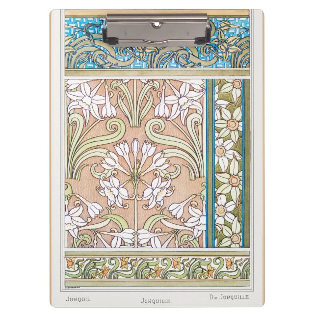 Pranchetas Art nouveau daffodil Verneui têxtil arte floral (Frente)
