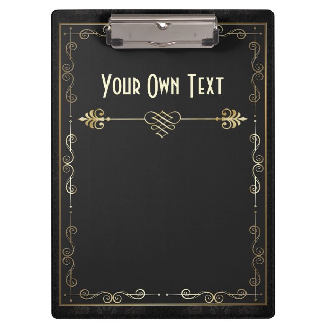 Pranchetas Art Nouveau Gilded em Notebook Negro (Frente)
