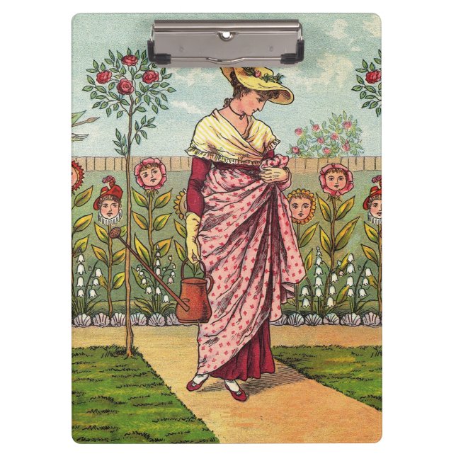 Pranchetas Arte Antigo Jardim Crescer Flor Mulher (Frente)