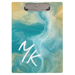 Pranchetas Arte Azul Marrom, Monogramas, Marrom, Arte Fluida