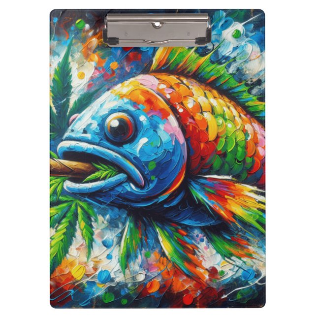 Pranchetas Arte Colorida de Parede de Peixes Abstrato (Frente)