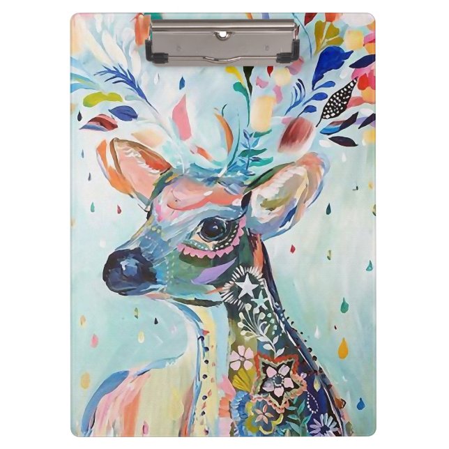 Pranchetas Arte de cervo moderna bonita com flores e chifres (Frente)