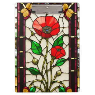 Pranchetas Arte de Vidro Manchado Flor Vermelha Elegante