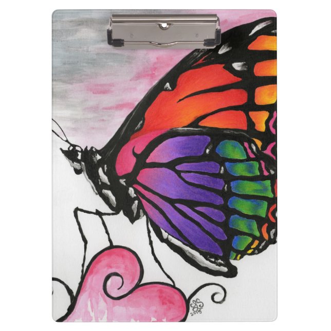 Pranchetas Arte Fantasia Original Borboleta Monarca Arco-íris (Frente)