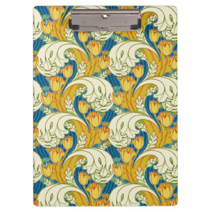 Pranchetas Arte Floral de Tulipas em Teal e Dourado no Estilo