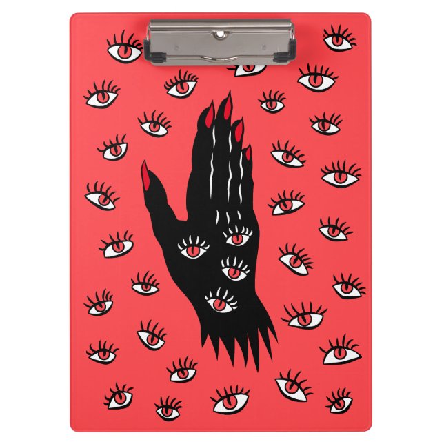 Pranchetas Arte Gótica do Halloween - Olhos Negra Mão Estranh (Frente)