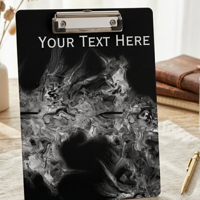 Pranchetas Arte Moderna Abstrata Monocromática Fumaça (Sophisticated monochrome smoke design clipboard, ideal for a sleek and modern professional workspace)
