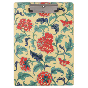 Pranchetas Arte Nova Antiga Chinoiserie Floral Vermelho Chinê