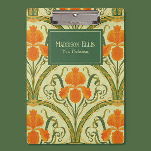 Pranchetas Arte Novo Floral Verde Feminino Negócios