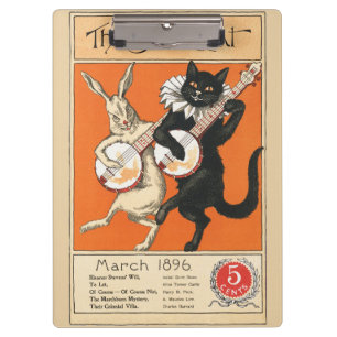 Pranchetas Arte Retro Laranja Gato Preto Coelho Branco Banjo