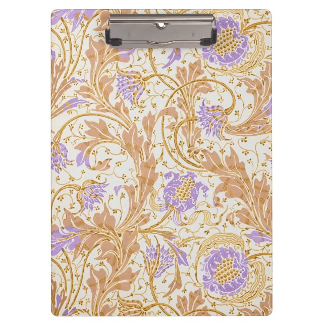 Pranchetas Artes e Ofícios de Walter Crane Arte Floral Roxa (Frente)